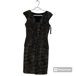 David Meister NWT Tweed Peplum Yellow and Black Dress Size 2 XS